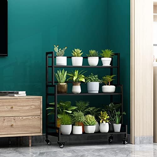 YIZAJIA Plant Stand Indoor Outdoor Tiered Stands Shelf With wheel 3 Tier - Image 5