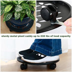 3 Packs 13.5" Large Metal Plant Caddy with Wheels Heavy-duty Plant Dolly Pot Mover Rollers Rolling Plant Stands Indoor Outdoor Wheeled Plant Holder Coaster Trolley, Black - Image 4