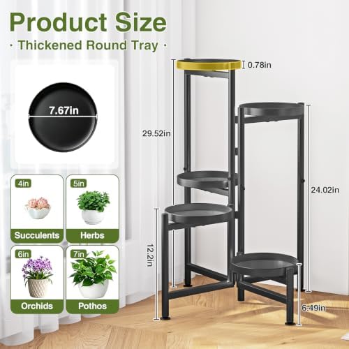 5 Tier Plant Stand Indoor Outdoor Corner Tall Metal Flower Shelf - Image 3