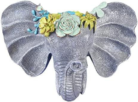 Sungmor Resin Elephant Head Wall Pot, Unique Bohemian Style Animal Face Planter, Vertical Hanging Plant Pot, Pretty Decorative Flower Pot for Indoor Outdoor Plants, for Gardening Lovers - Image 2