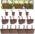 12 Pack Mixed Size Fence Hanging Planter for Patio Garden Décor, Chocolate by JOYFERNAL