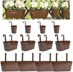 12 Pack Mixed Size Fence Hanging Planter for Patio Garden Décor, Chocolate by JOYFERNAL