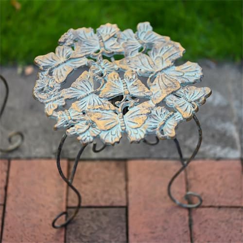 Outdoor Cast Iron Flower Stand, Heavy Duty Cast Iron Potted Plant Stand,Garden Potting Bench Table,Round Potted Plant Stand Rack,Decorative Flower Pot Holder,for Home Garden,Green,Small by Unknown