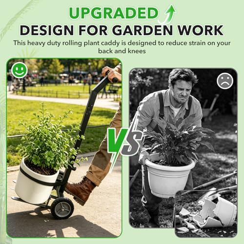 Garden Pot Mover Heavy Duty 175 LBS Plant Mover Cart with Adjustable Grabbing Arm, Strap & Suction Cups, Plant Caddy with Wheels for Indoor Outdoor Planters - Image 2