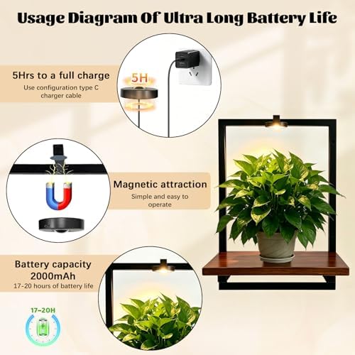Wall Floating Plant Shelf With Full Spectrum Grow Light, 2 Set, Hold 30LB - Image 5