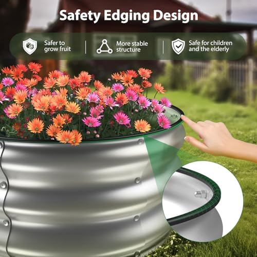 Winpull Raised Garden Bed Kit, 4x2x1 ft Galvanized Planter Box Outdoor with Safety Edging, Large Metal Raised Beds for Gardening Vegetables Flower Herb (Classic Silver) - Image 2