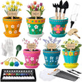 6 Sets DIY Flower Pot Painting Kit 6 White Terracotta Flower Pots with Saucer Planting Gardening Tools 12 Color Acrylic Paints Set Plant Growing Crafts Spring Garden Gift by Ferrochef