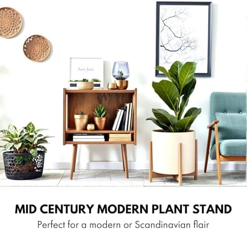 Fox & Fern Mid Century Plant Stands for Indoor Planters, Bamboo, 14.9 Inch - Image 2