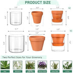 Nuogo 4 Inch 6 Inch 4 Pack Self Watering Pot for Indoor Plants Terracotta Clay Pot with Cylinder Glass Reservoir Cylinder Terracotta Planter with Glass Vase for Indoor Outdoor Plants Herbs Flowers - Image 2