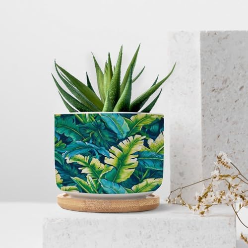 Turquoise Green Ceramic Planter Teal Blue Tropical Pots for Plants with Drainage Holes and Saucers Pot for Indoor Outdoor Garden - Image 7