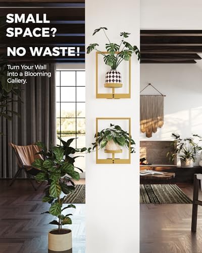 Bamworld Wall Plant Holder Plant Stand Indoor Wall Planters Gold - Image 5