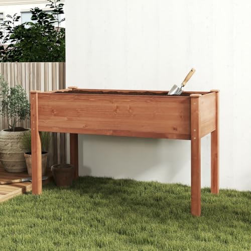 Wooden Cedar Raised Garden Bed with Legs, 48x24x30 Inch Planter Raised Beds for Gardening, Raised Garden Beds Outdoor Planter Box for Vegetables/Herbs/Flower/Backyard (Brown) - Image 3