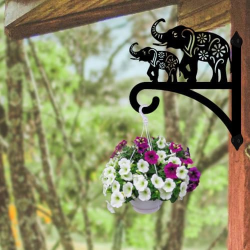 peacoblue Elephant Plant Hanger Bracket, Iron Outdoor Hanging Hook - Image 4