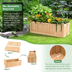 S AFSTAR Outdoor Wooden Planter Box, Folding Raised Garden Bed W/Drainage Hole, Patio Rectangle Plant Container for Flowers Vegetables Fruits Herbs, Collapsible Planting Box for Yard - Image 5