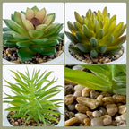 MyGift Mini Artificial Succulent Plants in Ceramic Pots, Set of 3 - Image 4