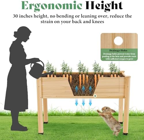 AMERLIFE Raised Garden Bed, 48x30x24 Inches Elevated Wood Planter Box - Image 3
