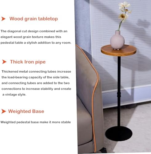 Round Small Side Table, Tiny Drink Table for Small Spaces, Brown - Image 5