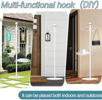 Upgraded 74" Shepherd's Hook for Bird Feeder，White Floor Hanging Plant，White Wind Chime Stand, Waterproof Metal & Adjustable-Height Standing Pole Holder for Wreath, Indoor & Outdoor（2 Placement Racks) - Image 3