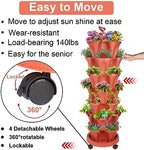 GameXcel Vertical Planter Tower - 7 Tier Stackable Garden Planters with Wheels and Garden Tool Set Plant Pots for Strawberry Herb Flower and Vegetable Indoor Outdoor Use Red - Image 2