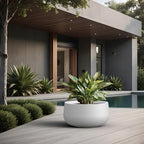 Kante White Concrete Planter 20" Dia All-Weather Round Large Pot - Image 3