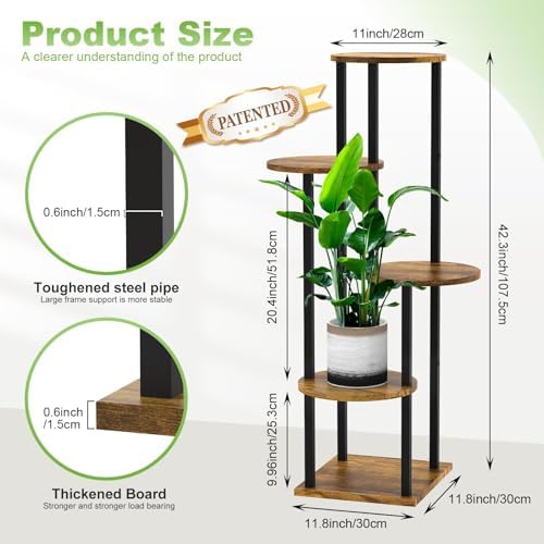 5 Tier Plant Stand Indoor Corner Tall Shelf for Multiple Plants - Image 2