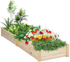 8FT Wooden Raised Garden Bed - Elevated Planter Box for Vegetables, Flowers - Natural Outdoor Planting Kit for Patio, Yard, Backyard by Unknown
