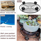 3 Packs 13.5" Metal Plant Caddy with Wheels Large Rolling Plant Stands Indoor Wheeled Plant Dolly Heavy-duty Planter Mover Roller Base Outdoor Plant Trolley Cart Water-proof, Plant Saucers on Wheels - Image 7