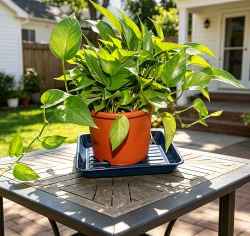 2 Packs Square Plant Saucer Pot Tray, 16 inch Blue Flower Planter Saucers and Drip Trays - Image 4