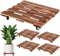 16 Inch Plant Caddy with Wheels, 4 Pack Rolling Plant Stand Rollers with Casters Wooden Plant Dolly with Wheels Heavy Duty Large Rolling Planter Base for Indoor & Outdoor Plants Square Flower Stand by PartyZealot