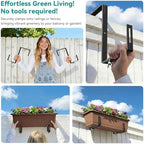 Adjustable Planter Box Brackets,Enhanced Bottom Support,Universal Outdoor Hanging Brackets,Flower Box Brackets for Fence Railings, Windowsill, Patio, Garden,Balcony. (6, Black) - Image 6