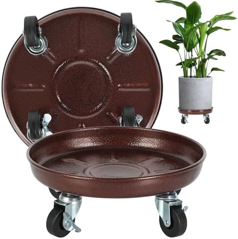2 Pack 11 Inch Plant Caddy w/Wheels Heavy Duty, 280 lbs Capacity by OBMMIRAO