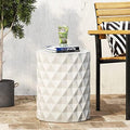 ø15.25'' Concrete Side Table End Table for Outdoor & Living Room, Durable and Lightweight, Cement Material, Geometric Dimensional Diamond Pattern, No Assembly, Antique White by JJKFurniture-kevinplus