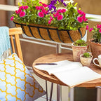 Tessco for you 3 Pieces Railing Planter Boxes, 24 Inches Window Box Planters with Coco Liner and Adjustable Brackets for Deck Porch Fence Patio Balcony Gardening Outdoor Plants - Image 5