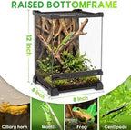 8"x8"x12" Reptile Terrarium, Single-Door Glass Arboreal Vivarium for Small Arboreal Lizards Such as Small Day Geckos, with Lock, Cable Port & Waterproof Deep Base Below Front Door - Image 3