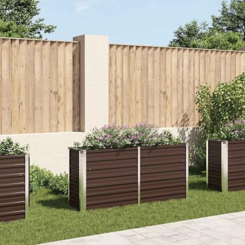 vidaXL Garden Raised Bed Brown 63"x15.7"x30.3" Galvanized Steel - Image 2