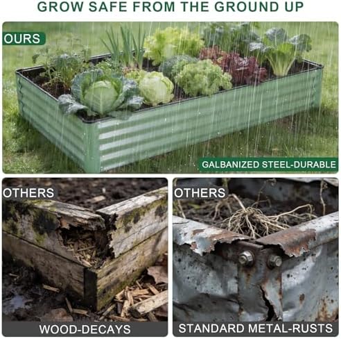 2 Pack 6x3x1 FT Galvanized Raised Garden Bed, Green - Image 5