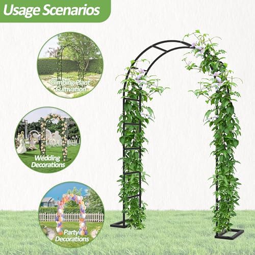 Arch Trellis for Climbing Plants Outdoor,Wedding Arch with Base 94.5"H*55"W - Image 5