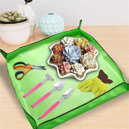 2 PCS Repotting Mat for Indoor Plant Transplanting Control Mess,Waterproof Succulent Pot Square Planting Tray Soil for Plants Transplanting(Blue,100x100CM) - Image 6