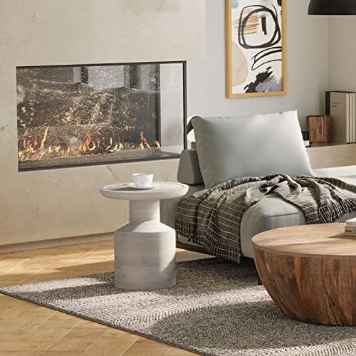 SIMPLIHOME Haynes 16" Wide Solid Wood Round End Table in White Wash - Image 2