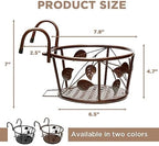 Iron Art Metal Railing Flower Pot Hanging Basket for Indoor Pot Holder Hanger 3 Pack Outdoor Plants Perfect for Porches and Patio Decor Leaf Pattern (Black) - Image 2