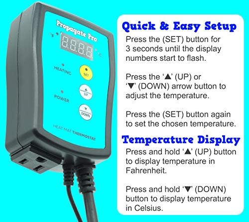 Plug in 1000 Watt Heating Thermostat Outlet 34-108°F by Propagate Pro 110V, 120V Heat Mat Heater Pad Temperature Controller for Starting Seeds, Reptiles, Egg Incubation + Beer Brewing/Wine Making - Image 5