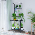 Zhongma 3 Tier Heavy Duty Plant Stand with Hanging Plant pot shelf with wheels, 35.43 L x 18.11 W x 81.1H multi layer plant Holder for Home, Garden, Plant Lovers,Metal Storage Rack Shelf/Freestanding Display Stand - Image 2