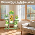 LASZOLA Plant Stand Indoor Outdoor Tall with Plastic Tray, 6 Tiers Green - Image 6