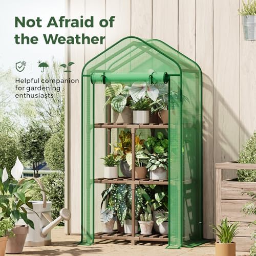 Bamworld Mini Greenhouse for Outdoor Indoor 23 x 17 x 54-Inch Small Plant Green House 3-Tier Rack Stand Portable Greenhouses with Durable PE Cover for Seedling - Image 2