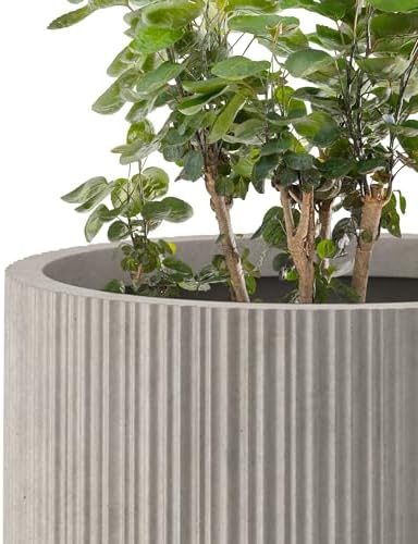 Kante 24 Inch Tall Concrete Planter, Outdoor Indoor Large Plant Pots with Drainage Hole and Rubber Plug for Home Garden Patio Porch Textured Weathered Concrete - Image 7