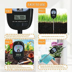 7-in-one Soil Test Kit, Soil Moisture Meter/PH Meter/Sunlight Intensity/Fertility Soil Tester, LCD Display Air & Soil Hygrometer Temperature for Garden, Farm, Lawn Care Moisture Meter for Hous Plants - Image 3