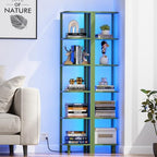 TUTOTAK Corner Shelf with LED Light, 6-Tier Corner Bookshelf - Image 7