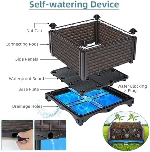 Large Raised Planter Box Outdoor Self Watering 78.7"x15.7"x19.7", Deep Raised Garden Bed - Elevated Garden Box with Drainage Plug, Rectangular Garden Planter Perfect for Patio Balcony Deck - Image 4