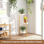 Plant Stand Indoor Outdoor Plant Rack 3 Tier 3 Potted Flower Holder Ladder Plant Stands for Balcony Window Living Room Garden Patio White - Image 2