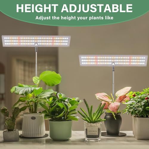 LORDEM Grow Light for Indoor Plant, Full Spectrum LED Plant Light, Height Adjustable Growing Lamp with Auto On/Off Timer 4H/8H/12H, 4 Dimmable Brightness, Ideal for Home Desk Plant Lighting, 2 Pack - Image 2